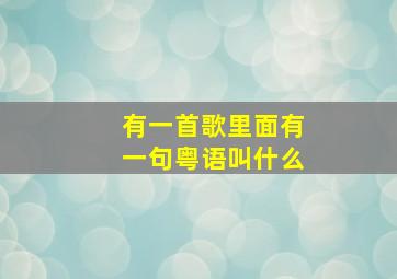 有一首歌里面有一句粤语叫什么