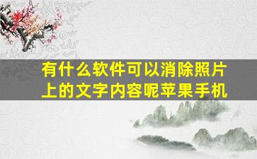 有什么软件可以消除照片上的文字内容呢苹果手机