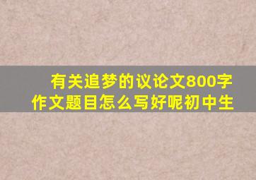 有关追梦的议论文800字作文题目怎么写好呢初中生