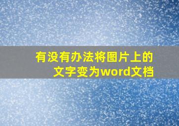 有没有办法将图片上的文字变为word文档