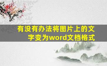 有没有办法将图片上的文字变为word文档格式