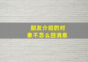 朋友介绍的对象不怎么回消息