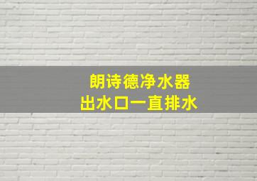 朗诗德净水器出水口一直排水