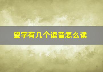 望字有几个读音怎么读