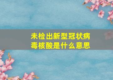 未检出新型冠状病毒核酸是什么意思