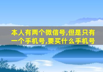 本人有两个微信号,但是只有一个手机号,要买什么手机号