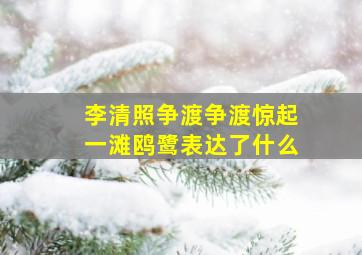 李清照争渡争渡惊起一滩鸥鹭表达了什么