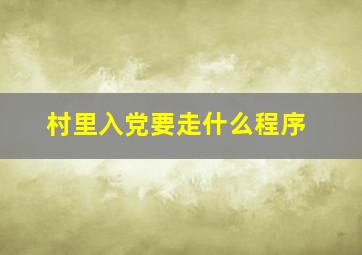 村里入党要走什么程序