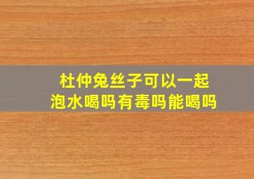 杜仲兔丝子可以一起泡水喝吗有毒吗能喝吗