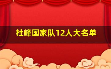 杜峰国家队12人大名单