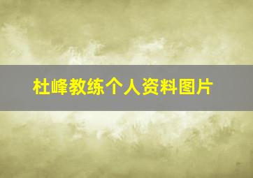 杜峰教练个人资料图片