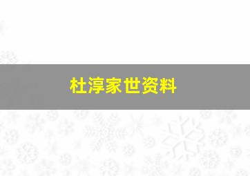 杜淳家世资料