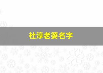 杜淳老婆名字