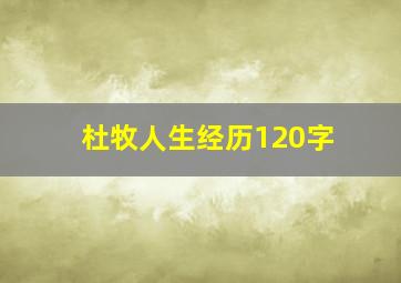 杜牧人生经历120字