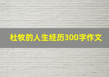 杜牧的人生经历300字作文