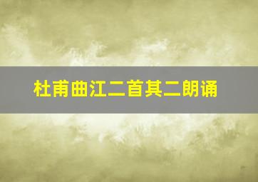 杜甫曲江二首其二朗诵