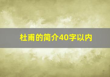 杜甫的简介40字以内