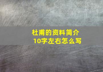 杜甫的资料简介10字左右怎么写