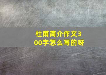 杜甫简介作文300字怎么写的呀