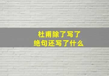 杜甫除了写了绝句还写了什么