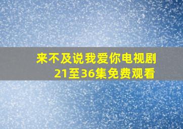 来不及说我爱你电视剧21至36集免费观看