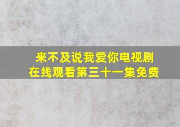 来不及说我爱你电视剧在线观看第三十一集免费