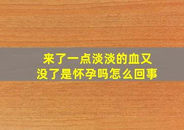 来了一点淡淡的血又没了是怀孕吗怎么回事