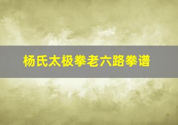 杨氏太极拳老六路拳谱