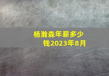 杨瀚森年薪多少钱2023年8月