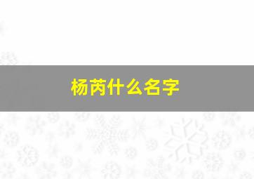 杨芮什么名字