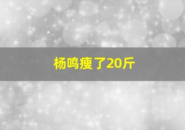 杨鸣瘦了20斤