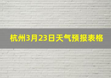 杭州3月23日天气预报表格