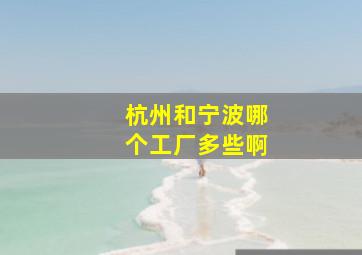 杭州和宁波哪个工厂多些啊