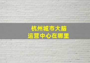 杭州城市大脑运营中心在哪里