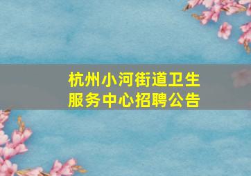 杭州小河街道卫生服务中心招聘公告