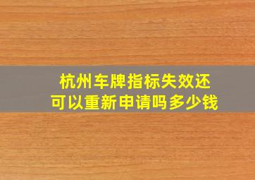 杭州车牌指标失效还可以重新申请吗多少钱