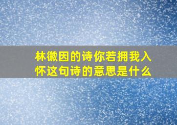 林徽因的诗你若拥我入怀这句诗的意思是什么