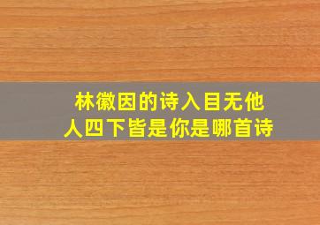 林徽因的诗入目无他人四下皆是你是哪首诗