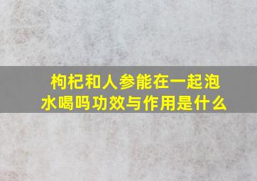 枸杞和人参能在一起泡水喝吗功效与作用是什么