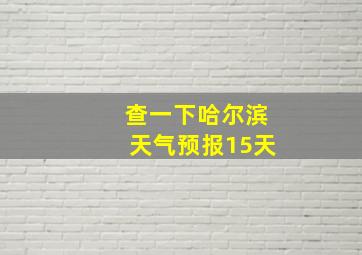 查一下哈尔滨天气预报15天