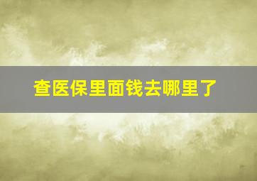 查医保里面钱去哪里了