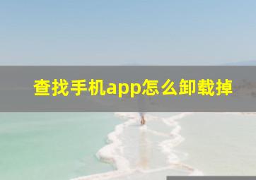 查找手机app怎么卸载掉