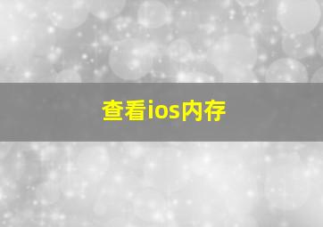 查看ios内存