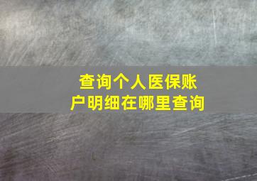 查询个人医保账户明细在哪里查询