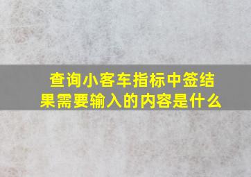 查询小客车指标中签结果需要输入的内容是什么