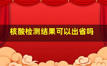 核酸检测结果可以出省吗