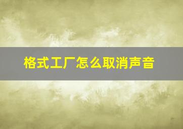 格式工厂怎么取消声音