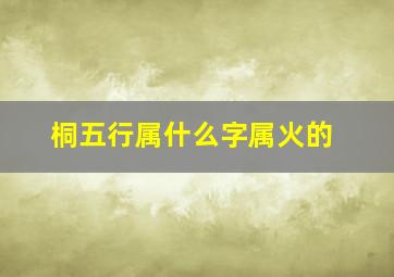 桐五行属什么字属火的