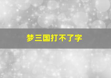 梦三国打不了字