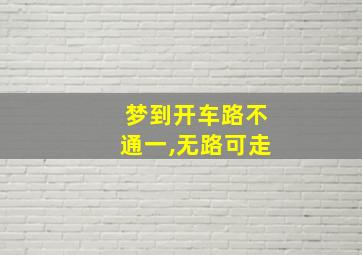 梦到开车路不通一,无路可走